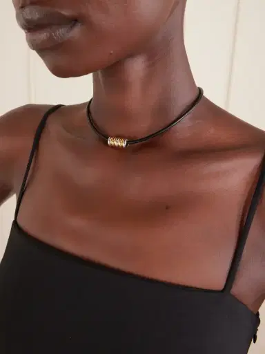 Déhanche Hollyhock Beaded Gold And Silver-toned Leather Necklace | Thumbnail 2 Déhanche Hollyhock Beaded Gold And Silver-toned Leather Necklace | Thumbnail 2