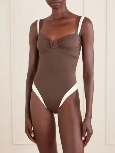 Away That Day Cannes Two-tone Gathered Recycled Stretch Swimsuit | Thumbnail 2