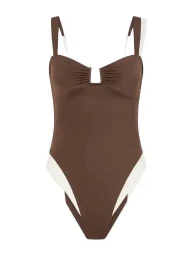 Away That Day Cannes Two-tone Gathered Recycled Stretch Swimsuit | Thumbnail 1