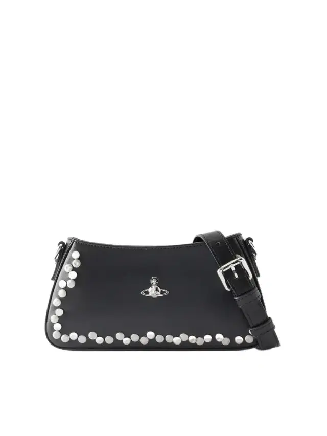 Vivienne Westwood Tasha Logo-embellished Studded Leather Shoulder Bag