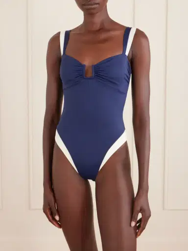 Away That Day Cannes Two-tone Gathered Recycled Stretch Swimsuit | Thumbnail 2