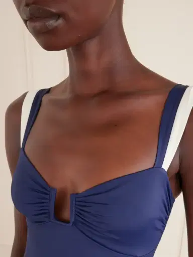Away That Day Cannes Two-tone Gathered Recycled Stretch Swimsuit | Thumbnail 4