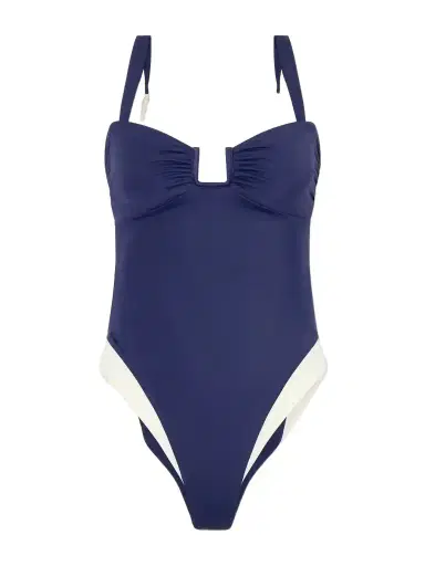 Away That Day Cannes Two-tone Gathered Recycled Stretch Swimsuit | Thumbnail 1