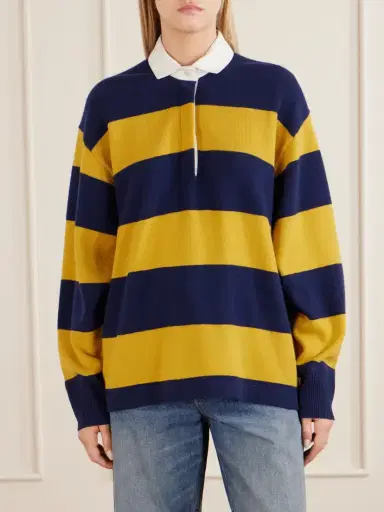 Nili Lotan Rashida Striped Wool And Cashmere-blend Polo Sweater | Thumbnail 3 Nili Lotan Rashida Striped Wool And Cashmere-blend Polo Sweater | Thumbnail 3