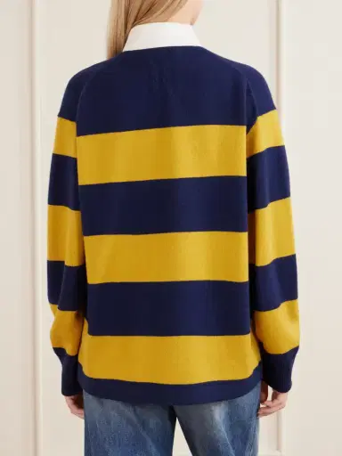 Nili Lotan Rashida Striped Wool And Cashmere-blend Polo Sweater | Thumbnail 4 Nili Lotan Rashida Striped Wool And Cashmere-blend Polo Sweater | Thumbnail 4