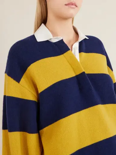 Nili Lotan Rashida Striped Wool And Cashmere-blend Polo Sweater | Thumbnail 5 Nili Lotan Rashida Striped Wool And Cashmere-blend Polo Sweater | Thumbnail 5