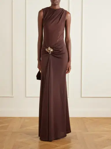 Rebecca Vallance Hazine Open-back Ruched Embellished Jersey Gown | Thumbnail 2 Rebecca Vallance Hazine Open-back Ruched Embellished Jersey Gown | Thumbnail 2