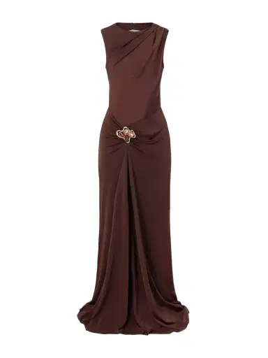 Rebecca Vallance Hazine Open-back Ruched Embellished Jersey Gown | Thumbnail 1 Rebecca Vallance Hazine Open-back Ruched Embellished Jersey Gown | Thumbnail 1