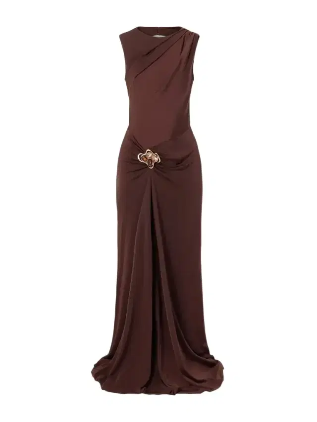 Rebecca Vallance Hazine Open-back Ruched Embellished Jersey Gown