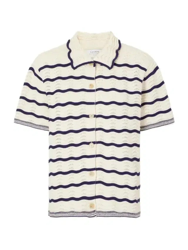 La Ligne Striped Pointelle-knit Cotton T-shirt