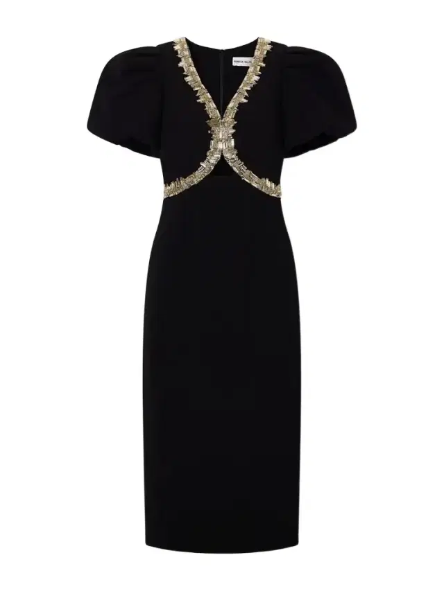 Rebecca Vallance Alexandrite Embellished Cady Midi Dress