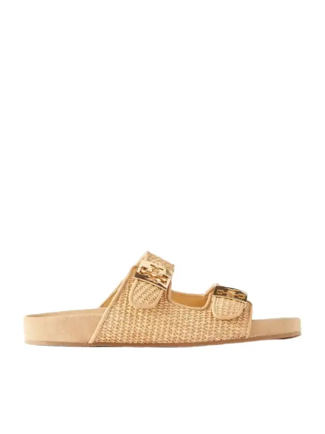 Tory Burch Mellow Logo-embellished Raffia And Leather Sandals