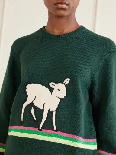 JW Anderson Sheep Embroidered Striped Cotton Sweater | Thumbnail 5 JW Anderson Sheep Embroidered Striped Cotton Sweater | Thumbnail 5