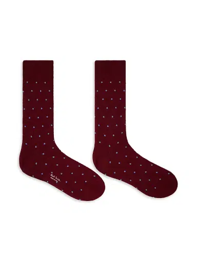 Paul Smith Men's 2-Pack Naveen Polka Dot Cotton-Blend Crew Socks - Navy Red | Thumbnail 2 Paul Smith Men's 2-Pack Naveen Polka Dot Cotton-Blend Crew Socks - Navy Red | Thumbnail 2