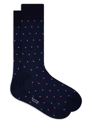 Paul Smith Men's 2-Pack Naveen Polka Dot Cotton-Blend Crew Socks - Navy Red | Thumbnail 4 Paul Smith Men's 2-Pack Naveen Polka Dot Cotton-Blend Crew Socks - Navy Red | Thumbnail 4