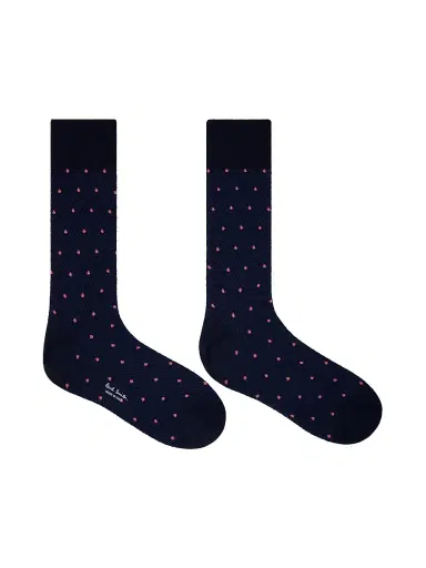 Paul Smith Men's 2-Pack Naveen Polka Dot Cotton-Blend Crew Socks - Navy Red | Thumbnail 5 Paul Smith Men's 2-Pack Naveen Polka Dot Cotton-Blend Crew Socks - Navy Red | Thumbnail 5