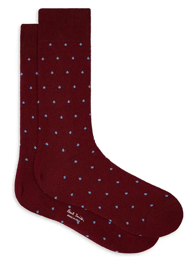 Paul Smith Men's 2-Pack Naveen Polka Dot Cotton-Blend Crew Socks - Navy Red