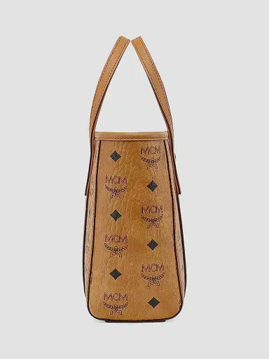 MCM Women's Mini Toni Visetos Cotton Shopper Tote Bag - Cognac | Thumbnail 2