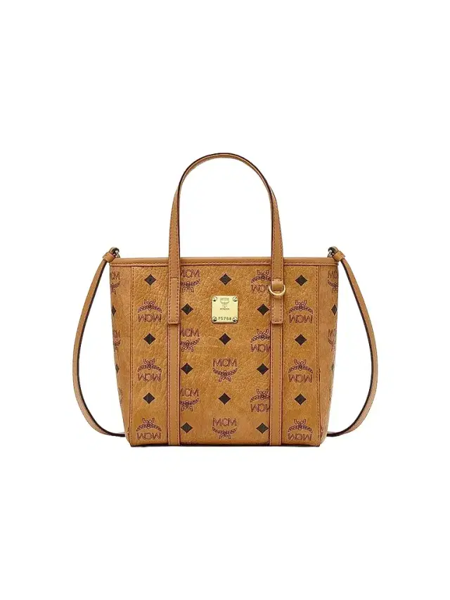 MCM Women's Mini Toni Visetos Cotton Shopper Tote Bag - Cognac