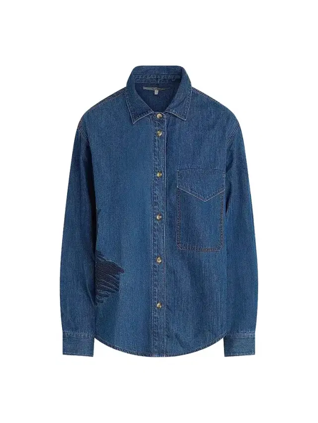 Hudson Jeans Women's Embroidered Palm Oversized Button-Front Denim Shirt - La Palm