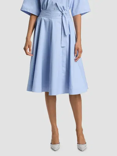 DEREK LAM 10 CROSBY Women's Sage Cotton-Twill Wrap Skirt | Thumbnail 3 DEREK LAM 10 CROSBY Women's Sage Cotton-Twill Wrap Skirt | Thumbnail 3