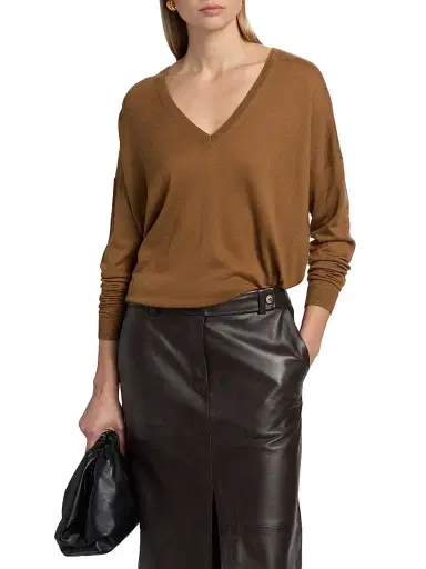 Co Women's Cashmere V-Neck Sweater | Thumbnail 3 Co Women's Cashmere V-Neck Sweater | Thumbnail 3