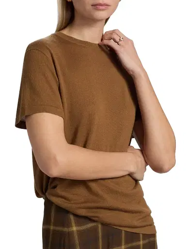 Co Women's Cashmere Crewneck T-Shirt | Thumbnail 6