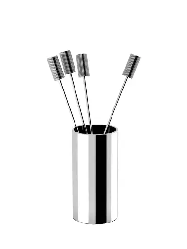 ANNA New York Striations 5-Piece Stainless Steel Cocktail Pick & Holder Set - Silver | Thumbnail 1