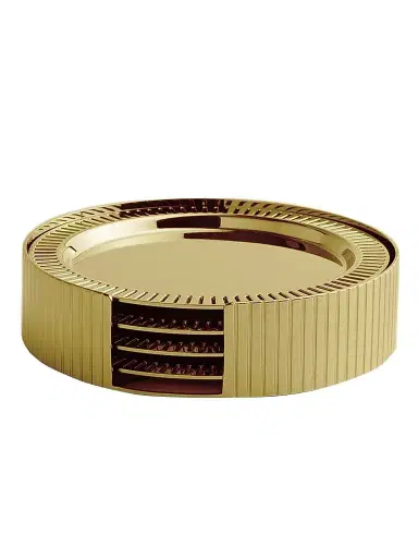 Anna New York Striations 5-Piece Goldtone Stainless Steel Coaster & Holder Set | Thumbnail 1