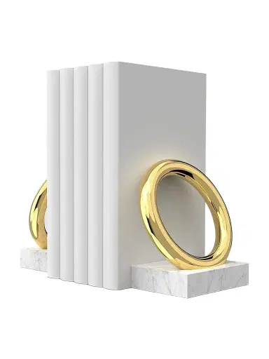 Anna New York Ring Marble & Goldtone Stainless Steel Bookends | Thumbnail 1 Anna New York Ring Marble & Goldtone Stainless Steel Bookends | Thumbnail 1