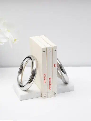 Anna New York Ring Marble & Stainless Steel Bookends | Thumbnail 2