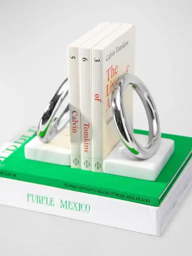 Anna New York Ring Marble & Stainless Steel Bookends | Thumbnail 3