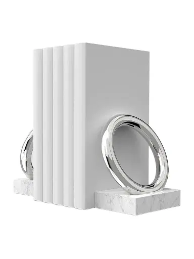 Anna New York Ring Marble & Stainless Steel Bookends | Thumbnail 1