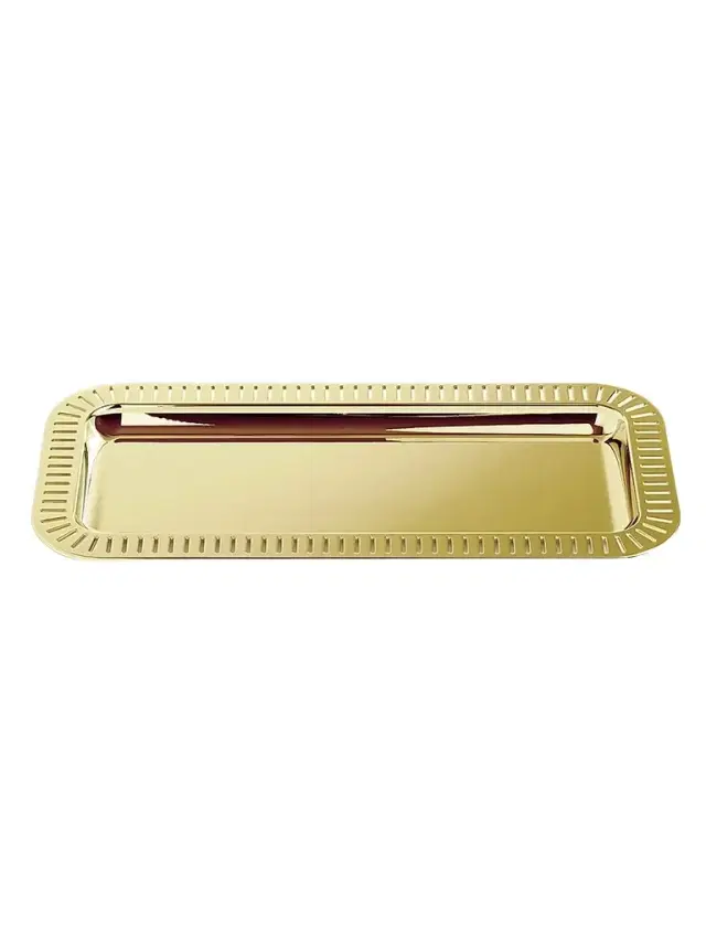 ANNA New York Striations Goldtone Stainless Steel Small Rectangular Serving Tray - Gold