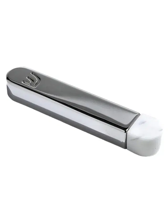ANNA New York Coluna Marble & Stainless Steel Small Mezuzah - White And Silver