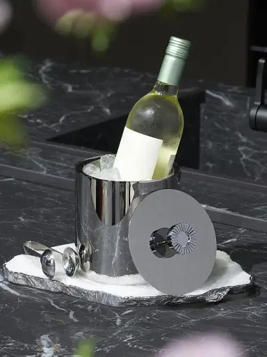 ANNA New York Striations Stainless Steel Ice Bucket & Tongs - Silver | Thumbnail 3 ANNA New York Striations Stainless Steel Ice Bucket & Tongs - Silver | Thumbnail 3