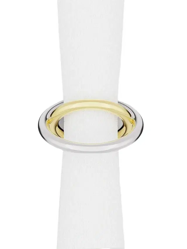 ANNA New York Ring 4-Piece Stainless Steel & Brass Napkin Ring Set - Silver Gold