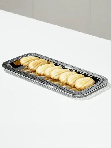 Anna New York Striations Small Rectangular Stainless Steel Serving Tray | Thumbnail 2 Anna New York Striations Small Rectangular Stainless Steel Serving Tray | Thumbnail 2
