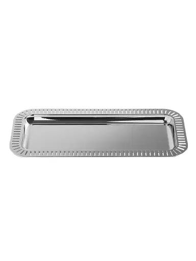 Anna New York Striations Small Rectangular Stainless Steel Serving Tray | Thumbnail 1 Anna New York Striations Small Rectangular Stainless Steel Serving Tray | Thumbnail 1