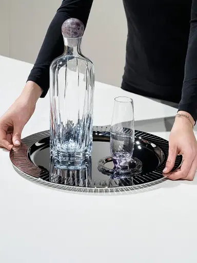 Anna New York Striations Round Stainless Steel Serving Tray | Thumbnail 3 Anna New York Striations Round Stainless Steel Serving Tray | Thumbnail 3