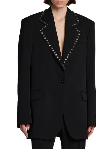 Stella McCartney Women's Embellished Wool Blazer - Black - Size 12 | Thumbnail 3