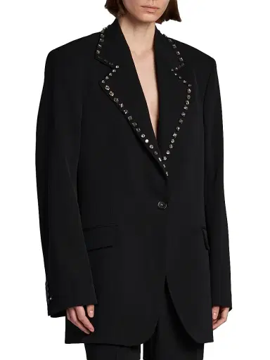 Stella McCartney Women's Embellished Wool Blazer - Black - Size 12 | Thumbnail 4