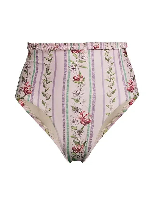 Agua by Agua Bendita Women's Nopal Floral Stripe Bikini Bottom