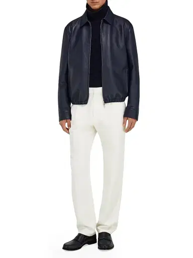 Ferragamo Men's Deerskin Leather Bomber Jacket | Thumbnail 2 Ferragamo Men's Deerskin Leather Bomber Jacket | Thumbnail 2