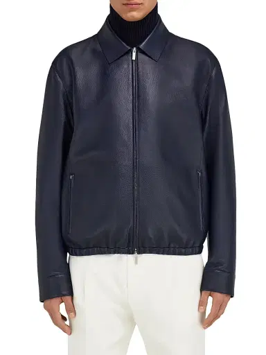 Ferragamo Men's Deerskin Leather Bomber Jacket | Thumbnail 3 Ferragamo Men's Deerskin Leather Bomber Jacket | Thumbnail 3