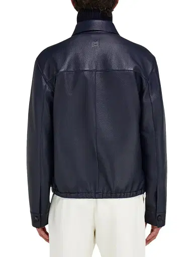 Ferragamo Men's Deerskin Leather Bomber Jacket | Thumbnail 4 Ferragamo Men's Deerskin Leather Bomber Jacket | Thumbnail 4