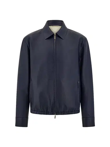 Ferragamo Men's Deerskin Leather Bomber Jacket | Thumbnail 1 Ferragamo Men's Deerskin Leather Bomber Jacket | Thumbnail 1
