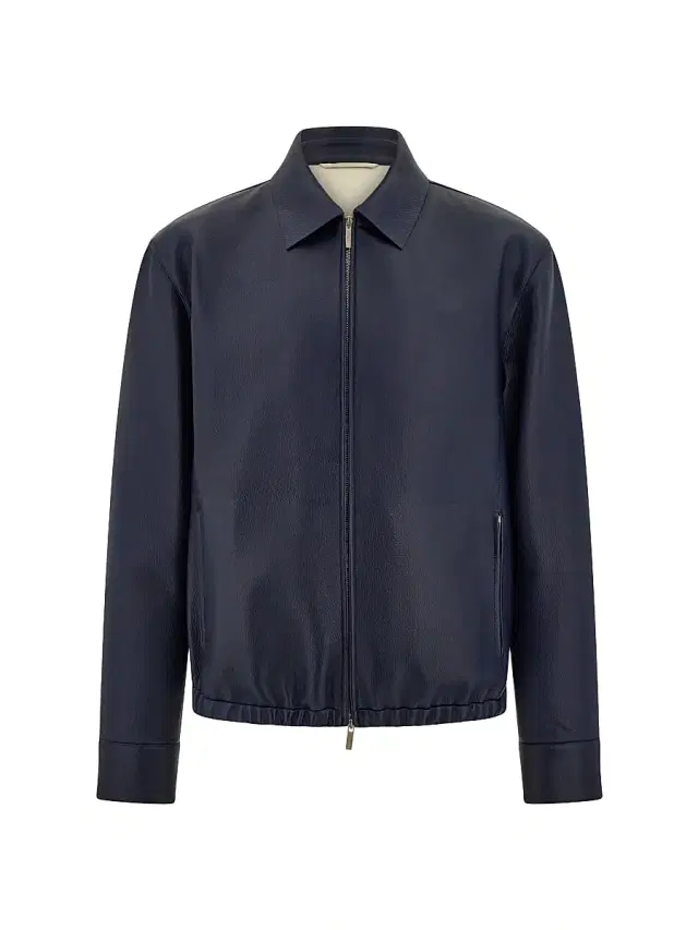 FERRAGAMO Men's Deerskin Leather Bomber Jacket - New Navy