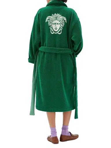 Versace Men's Jacquard Medusa Terry Robe - Green White - Size XXL | Thumbnail 3 Versace Men's Jacquard Medusa Terry Robe - Green White - Size XXL | Thumbnail 3