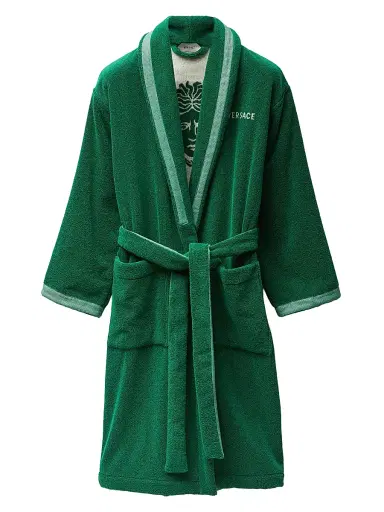 Versace Men's Jacquard Medusa Terry Robe - Green White - Size XXL | Thumbnail 1 Versace Men's Jacquard Medusa Terry Robe - Green White - Size XXL | Thumbnail 1